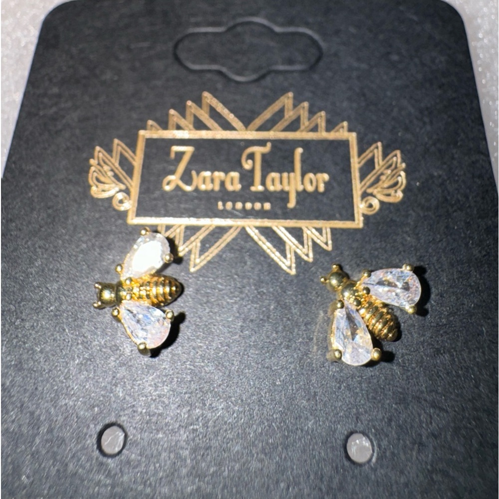 Gold Diamond Bumblebee Earrings